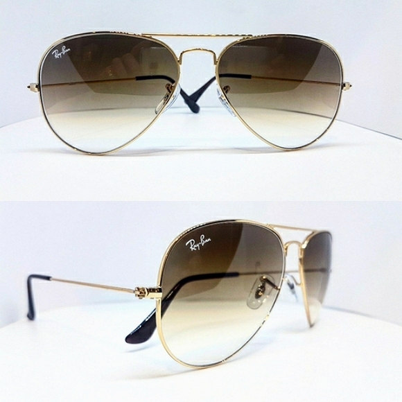 Ray-Ban Accessories - Ray-Ban Aviator Gradient Brown Lenses Gold Frame RB3025 Women /Men New